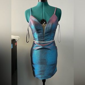 Beautiful Party/Prom Dress by Narianna Multichrome blue/purple mini dress